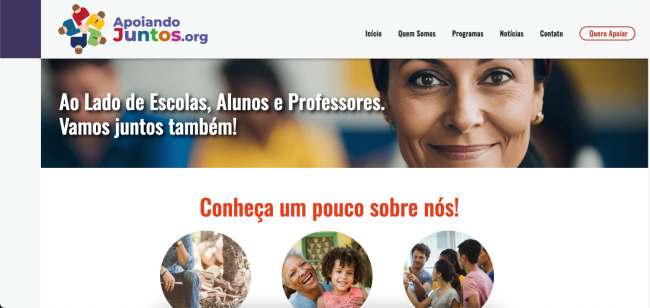 Uma imagem do site ApoiandoJuntos.org.